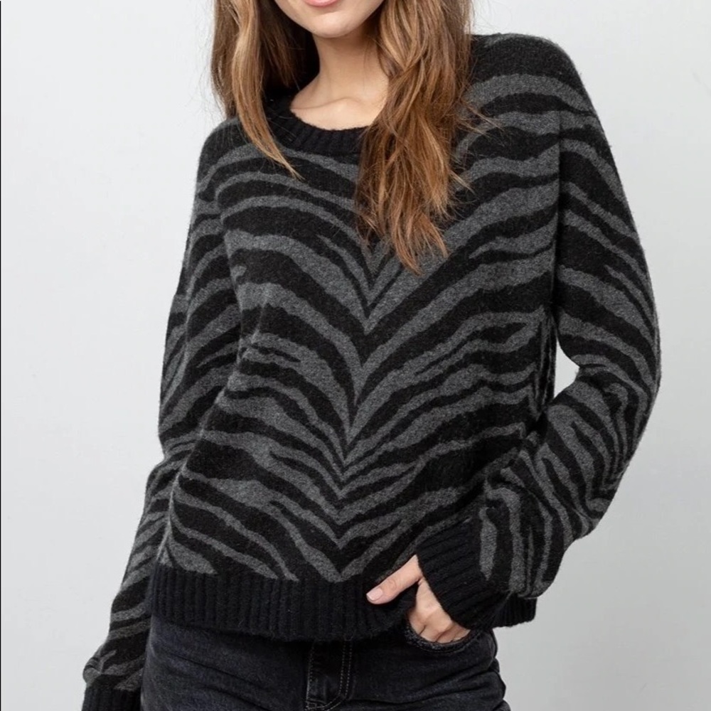 Worn Once! Rails Chance Charcoal Tiger Stripe Sweater